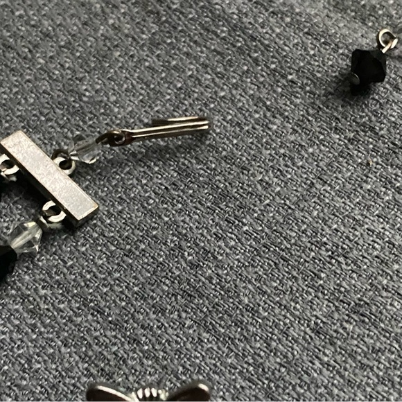 Vintage- Jet & Rock Crystal Double Strand Necklace w/ Owl Crystal Earrings - Picture 11 of 16